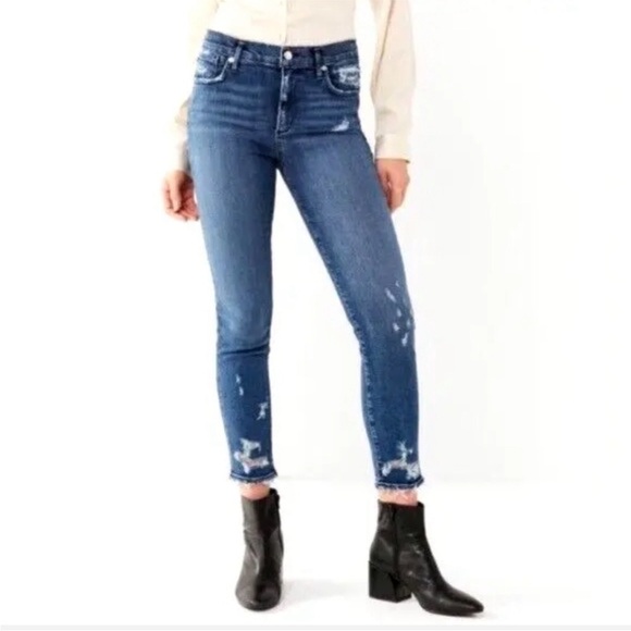 Agolde Sophie Jeans Sz 27 High Rise Skinny Distressed Classic Medium Wash - Picture 1 of 10